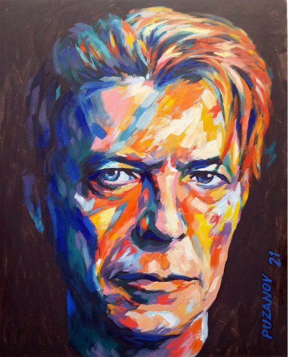David Bowie Portrait. Original Oil Painting. Spontaneous Etsy