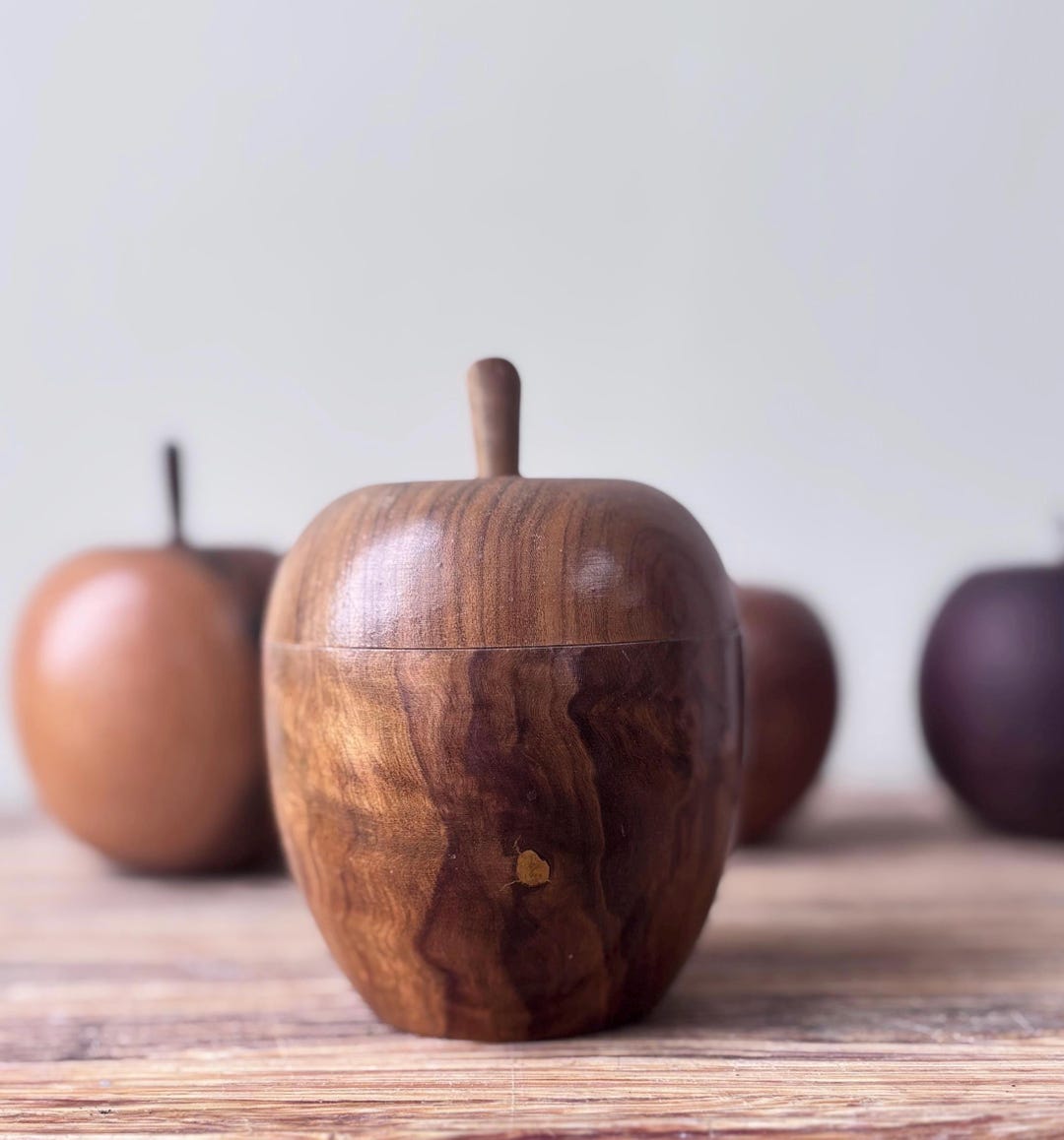 Vintage Wooden Apple – Treen Apple Pot Box / Rustic Wood Decor - Etsy