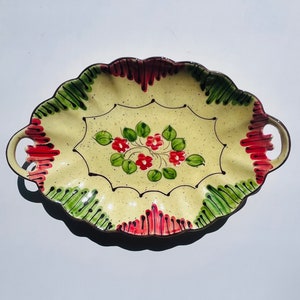 Vintage Handpainted Serving Plate: Hungarian Floral Ceramic Platter