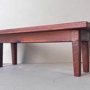 Vintage Small Wooden Plant Stand Table, Low Rustic Display Stand, Raised Wood Shelf for Plants, Books or Decorative Objects