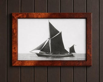 Fotografía de velero antiguo de la década de 1950, estilo Beken, decoración marítima para pared.