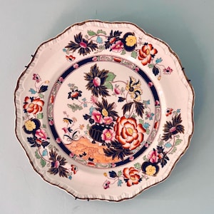 Vintage Mason&#39;s Ironstone Plate: Regency Floral Plate Wall Decor
