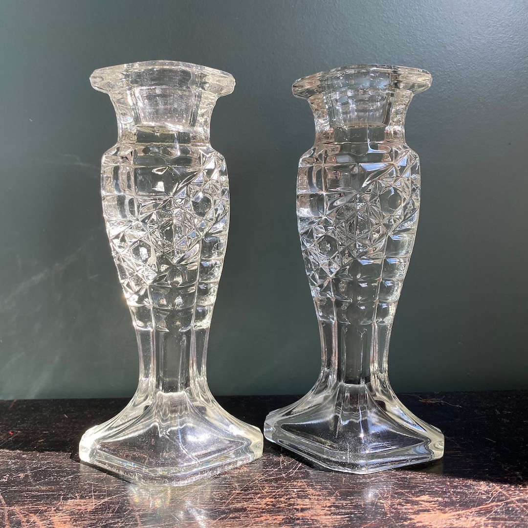 1930s Vintage Cut Glass Candle Holders. Etsy