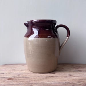 Vintage stengodskanna: Tvåfärgad brun glasyr, Pearson Chesterfield-kanna