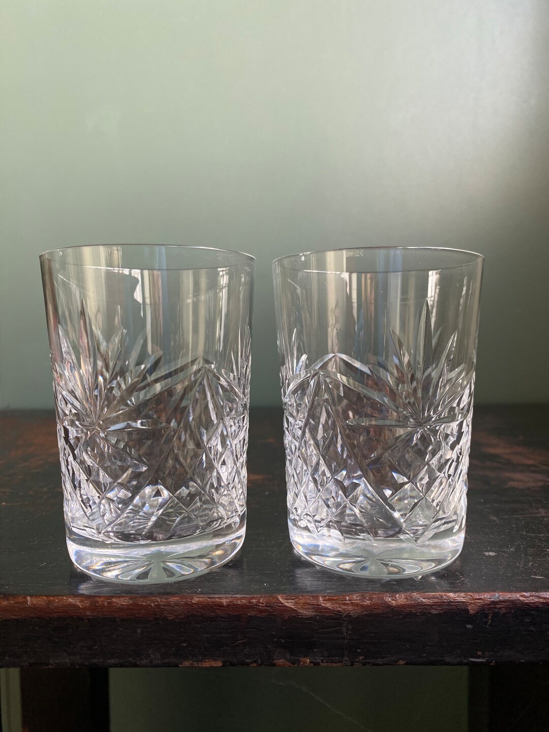 Vintage Cut Glass Tumblers.vintage Wine Glasses. Whiskey Glasses