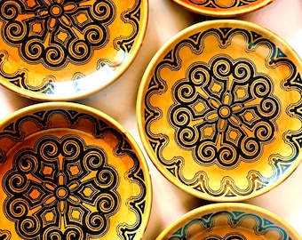 Set di 5 piatti vintage Biltons Gothic, piatti da dessert in ceramica inglese anni '70, stoviglie retrò color caramello, decorazioni rustiche per la cucina.