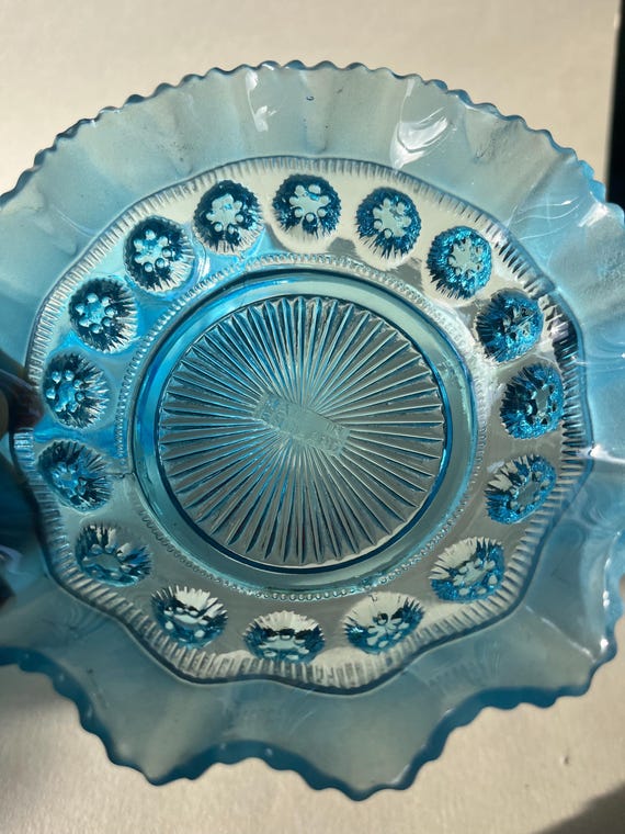 ヴィンテージアールデコガラスボウル3個セット：ターコイズブラック