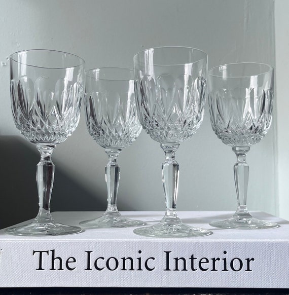 ワイングラス 4個セット カットグラス コバルトブルー カットガラス