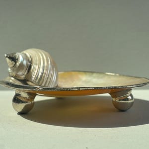 Vintage Mother of Pearl Shell Trinket Dish on Ball Feet