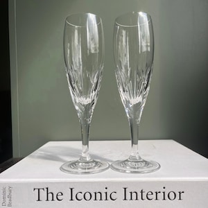 Vintage Cut Crystal Champagne Flutes - Elegant Barware (Pair)