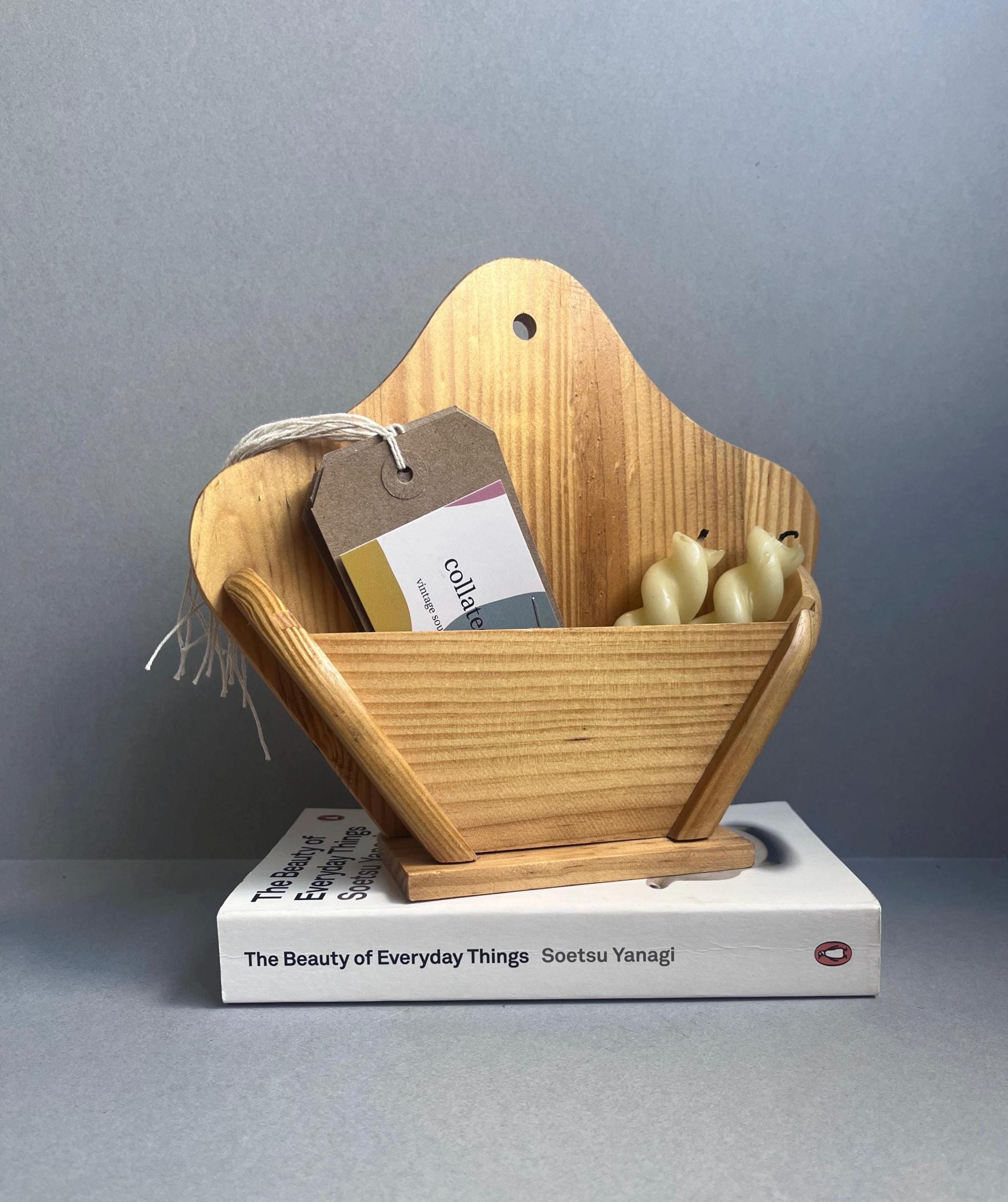 Vintage Wooden Wall Pocket - Etsy Vintage Mid Century Wood Pitcher Shaped Wall Pocket Wall Shelf Basket main image 0