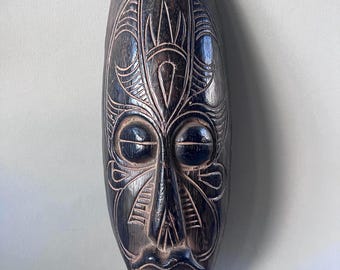 手作りのLega African Wood Mask：コンゴ部族のアート装飾-G3566