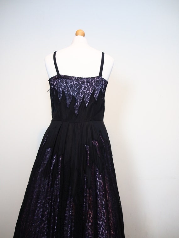 Gorgeous 1950s large black and lilac ball gown - image 6