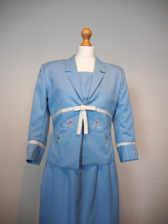 Beautiful 1950s medium sky blue dress and jacket … - image 3