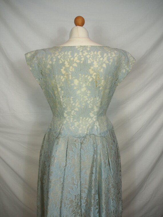 Gorgeous 1950s pale blue fit and flare dress - image 6