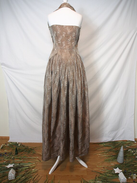 Unique 1950s taupe halter neck maxi dress - image 5