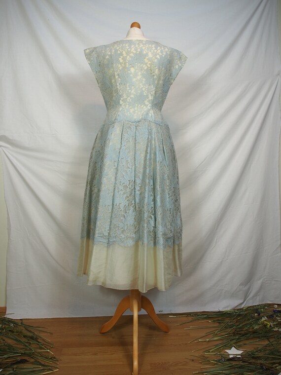 Gorgeous 1950s pale blue fit and flare dress - image 5