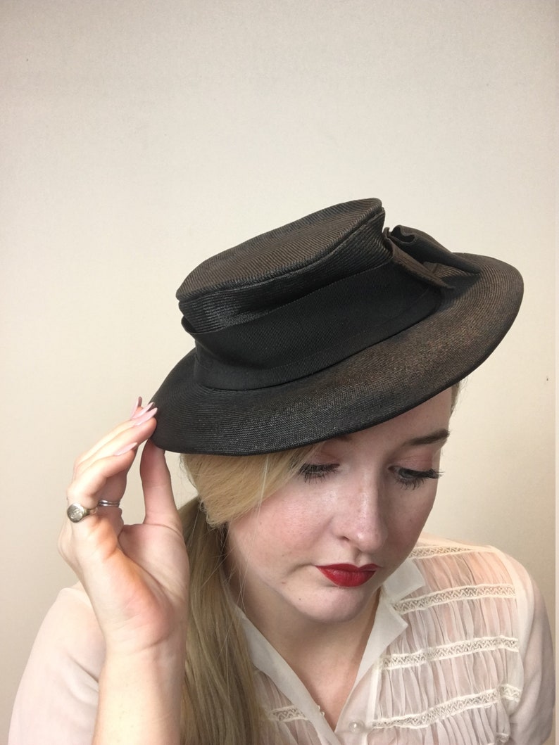 Delicate 1940s Sailor/ Skimmer Hat Etsy