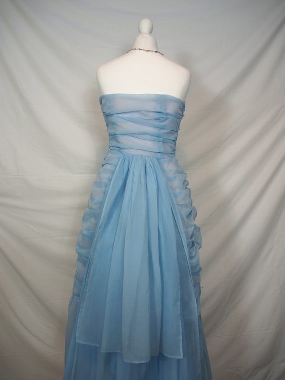 Breathtaking 1950s pastel blue bustier ball gown - image 6