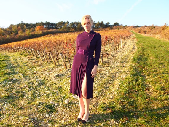 Deep purple hotsell midi dress