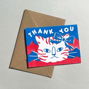 Merci, risographie de chat Carte de vœux