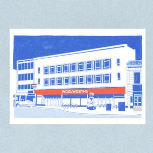 A4 Woolworths Building Risograph Art Print