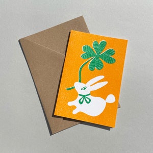 Lucky Rabbit Risograph Greeting Card