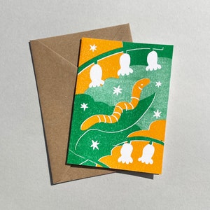Worm Risograph Greeting Card