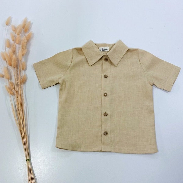 Boys linen shirt, Page boy outfit, Ring bearer outfit for boys