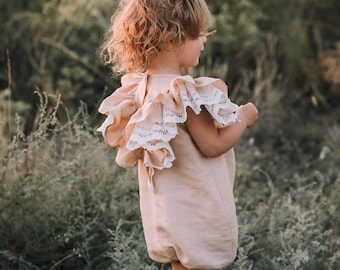 Beige sitter outfit, Boho cake smash outfit, 1st birthday outfit, baby girl outfit, half birthday outfit, sitter romper