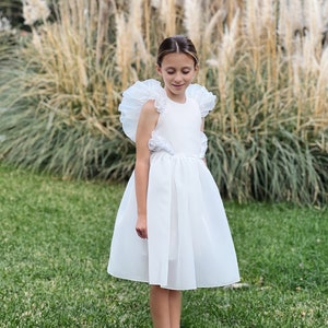 Ivory flower girl dress toddler, First communion dress, Lace flower girl dress boho, Girls baptism dress, Bohemian flower girl dress