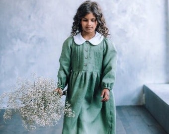 Sage green flower girl dress with long sleeve, Boho toddler dress, Sage toddler dress, Rustic flower girl dress