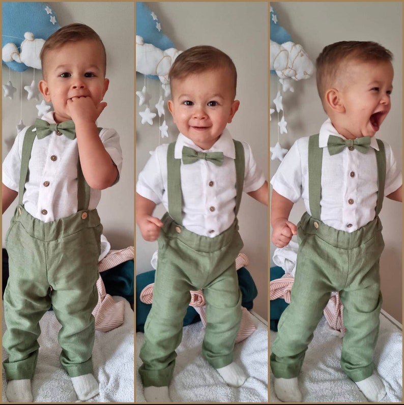 Boys Linen Pants With Suspenders Linen Shirt Boys Page Boy Etsy
