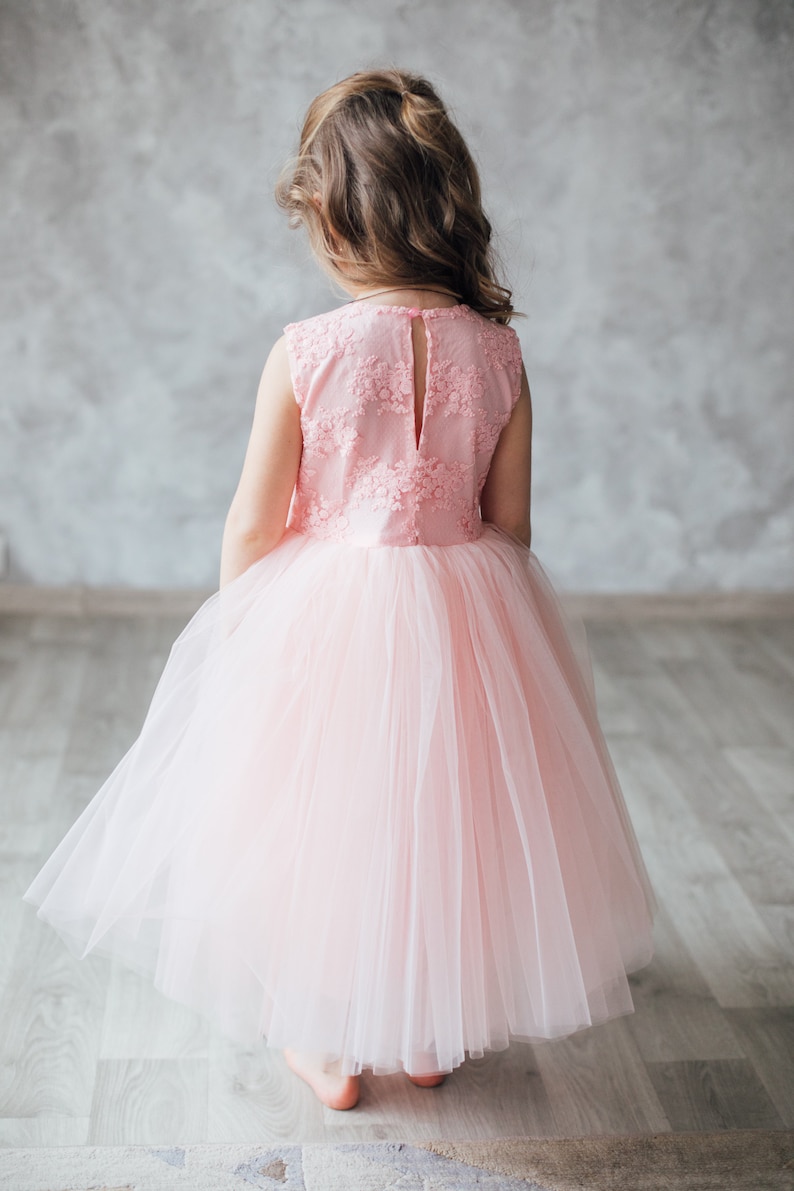 Blush tulle flower girl dress Baby flower girl dress Etsy
