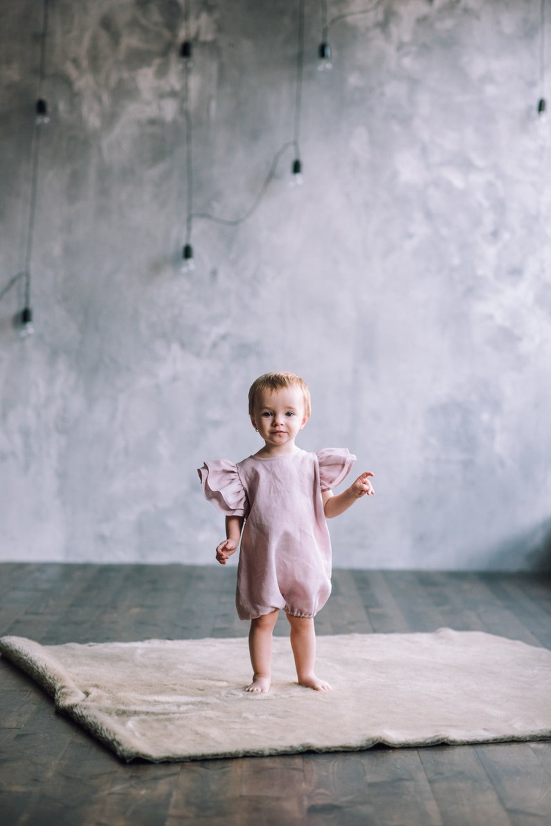 Bubble romper baby girl rompers baby linen romper christening Etsy