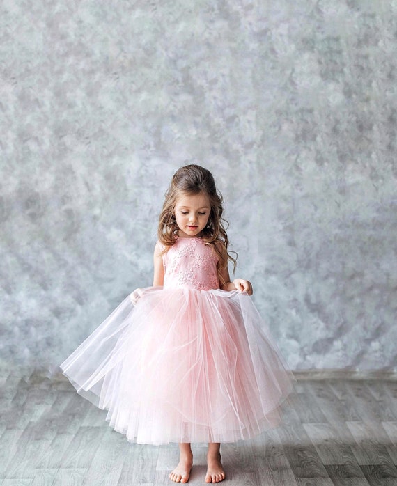 blush tulle flower girl dress