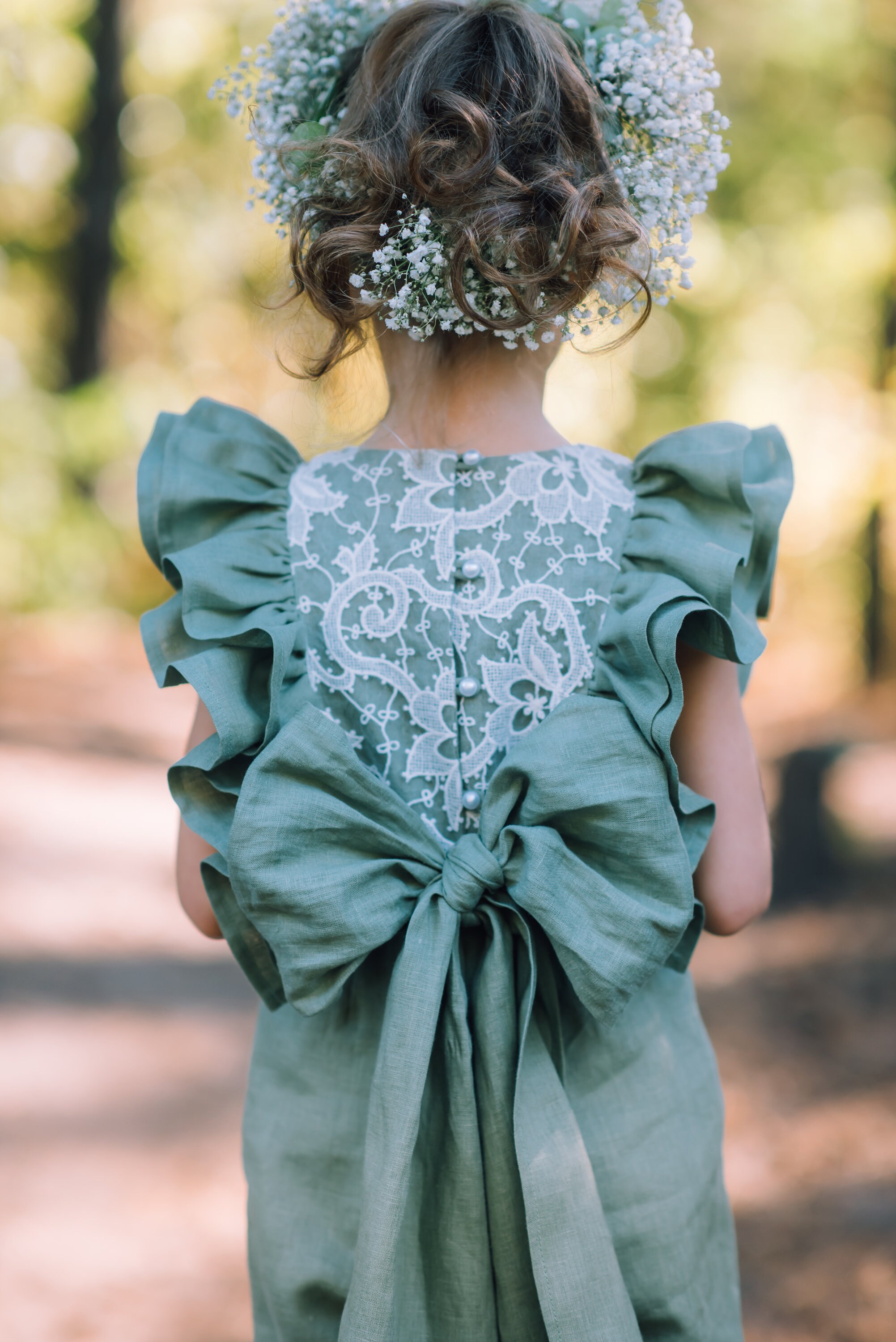 Sage Green Flower Girl Jumpsuit, Flower Girl Romper, Flower