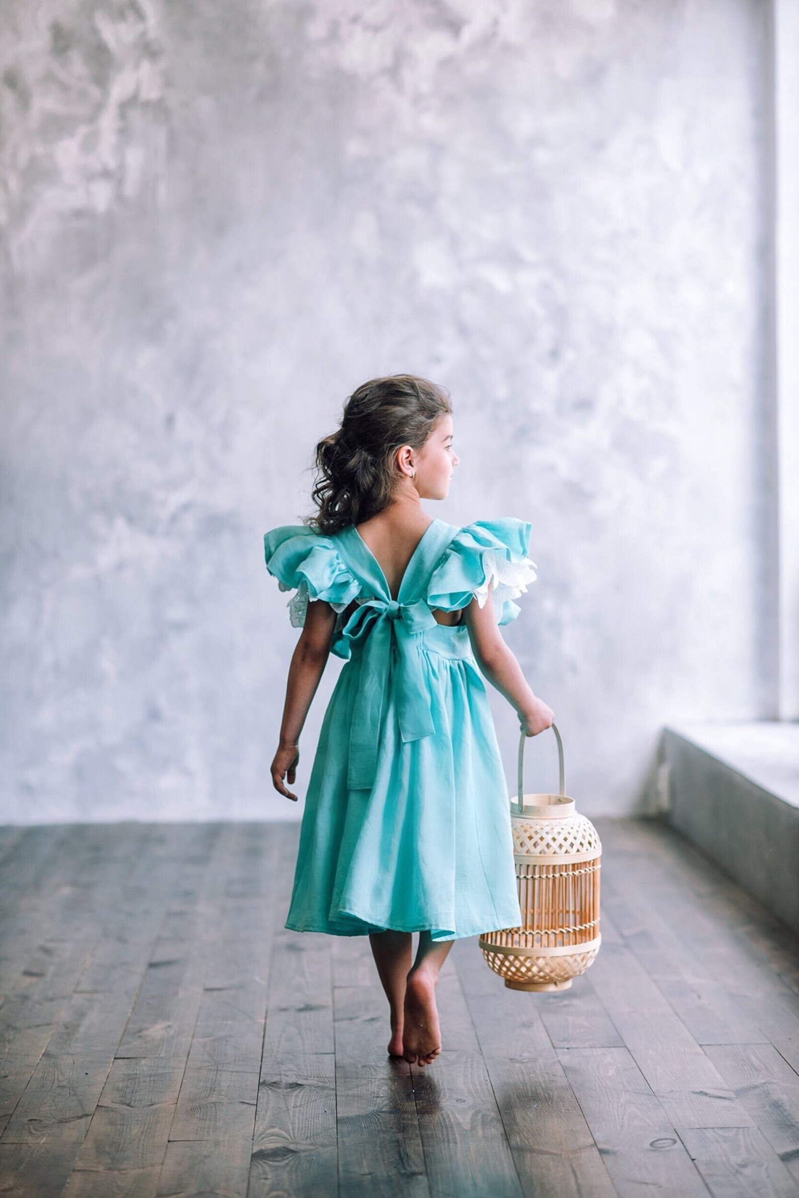 Girls Linen Dress Boho Flower Girl Dress Linen Toddler Etsy