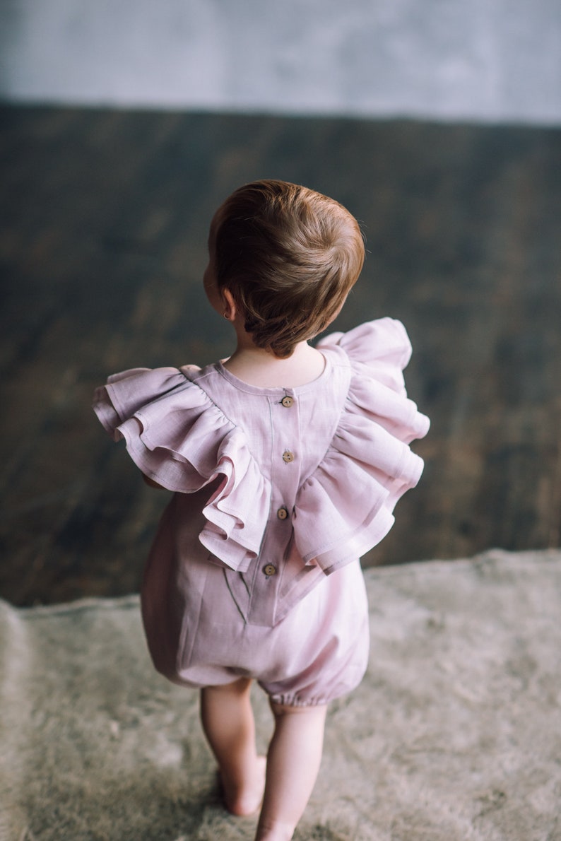 Bubble romper baby girl rompers baby linen romper christening Etsy