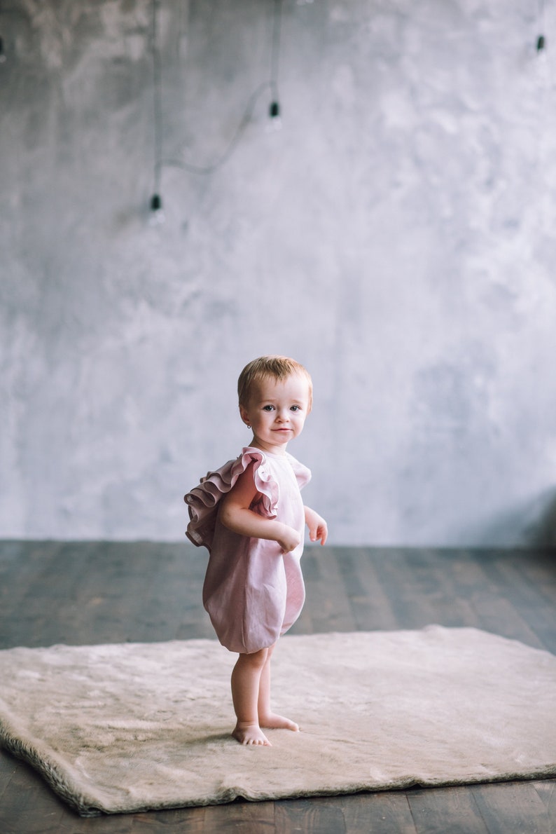 Bubble romper baby girl rompers baby linen romper christening Etsy