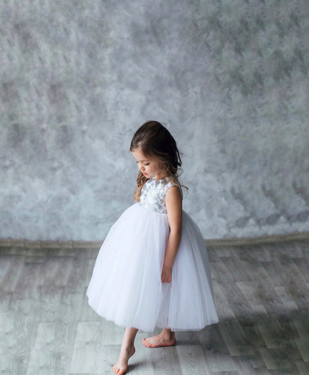 Baby Easter Dress Lace White Flower Girl Dress Silver Gray - Etsy