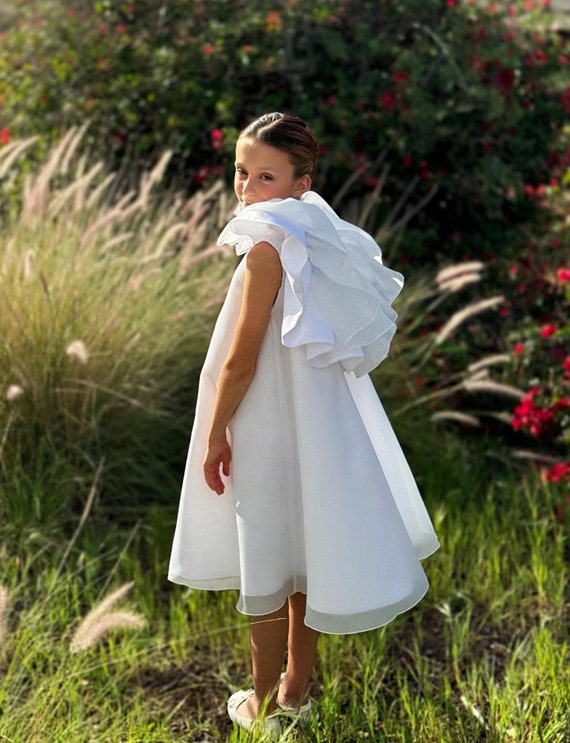 bohemian communion dress Boho Lace Lace Sleeve Communion dress