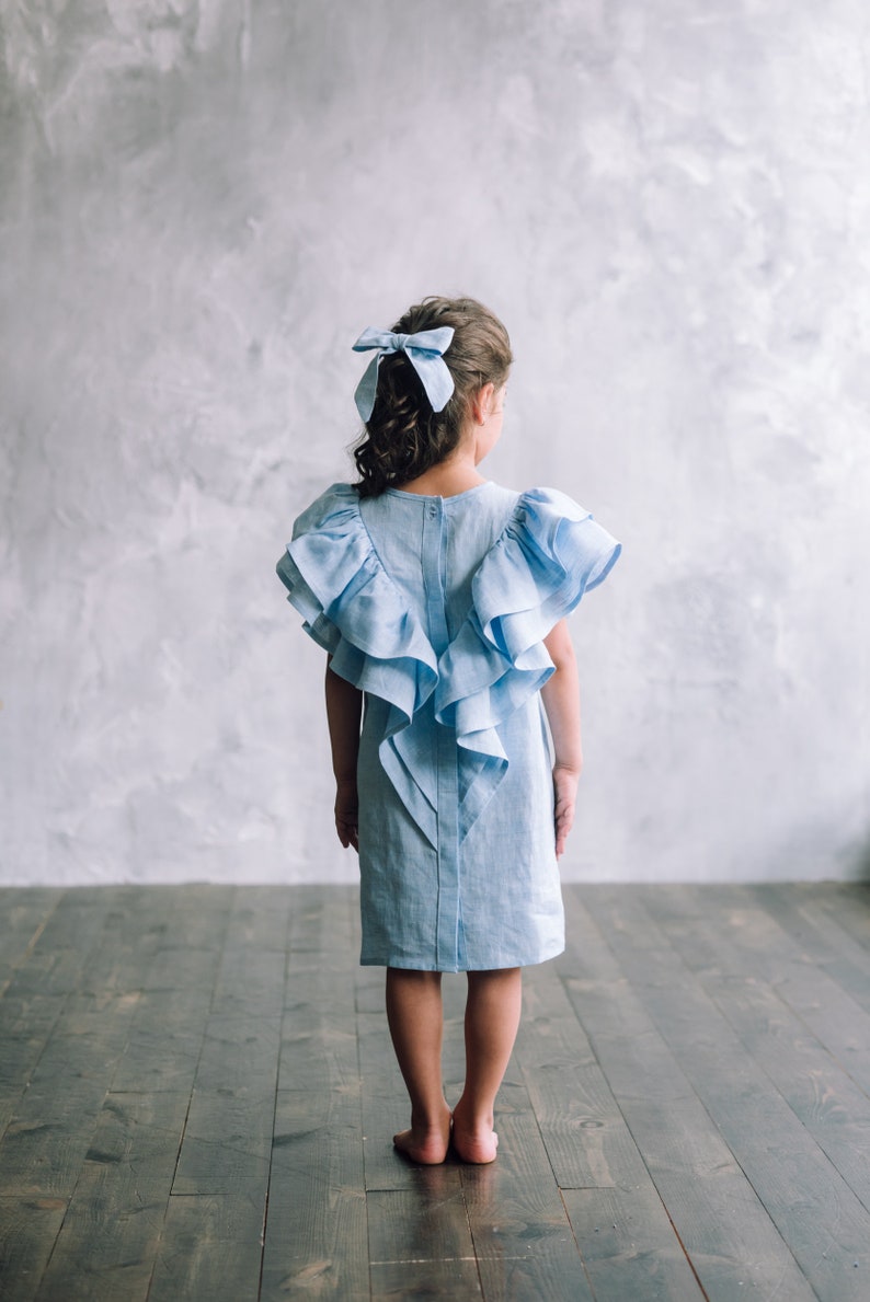 boho toddler dress country flower girl dress linen Girls linen dress mustard mustard girl dress rustic girl gown natural linen girl