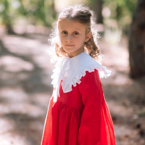 Toddler girl christmas red and white dress with long sleeves image 6