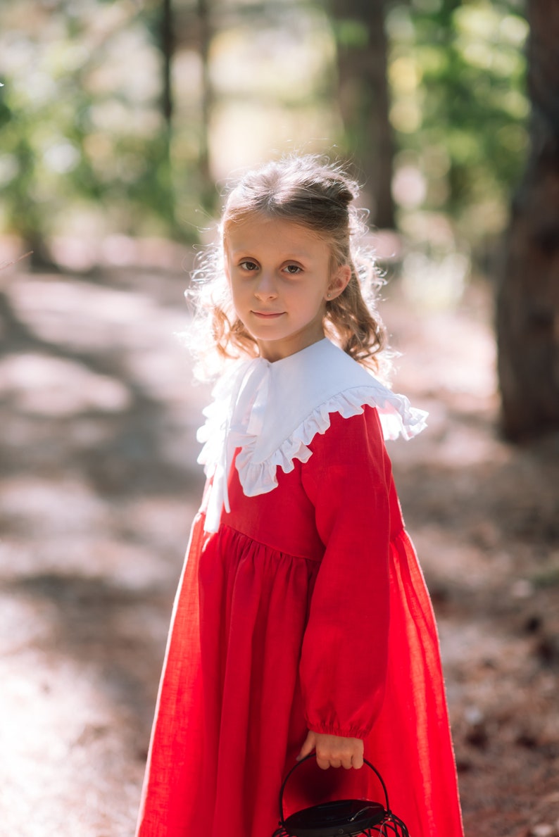 Toddler girl christmas red and white dress with long sleeves image 6