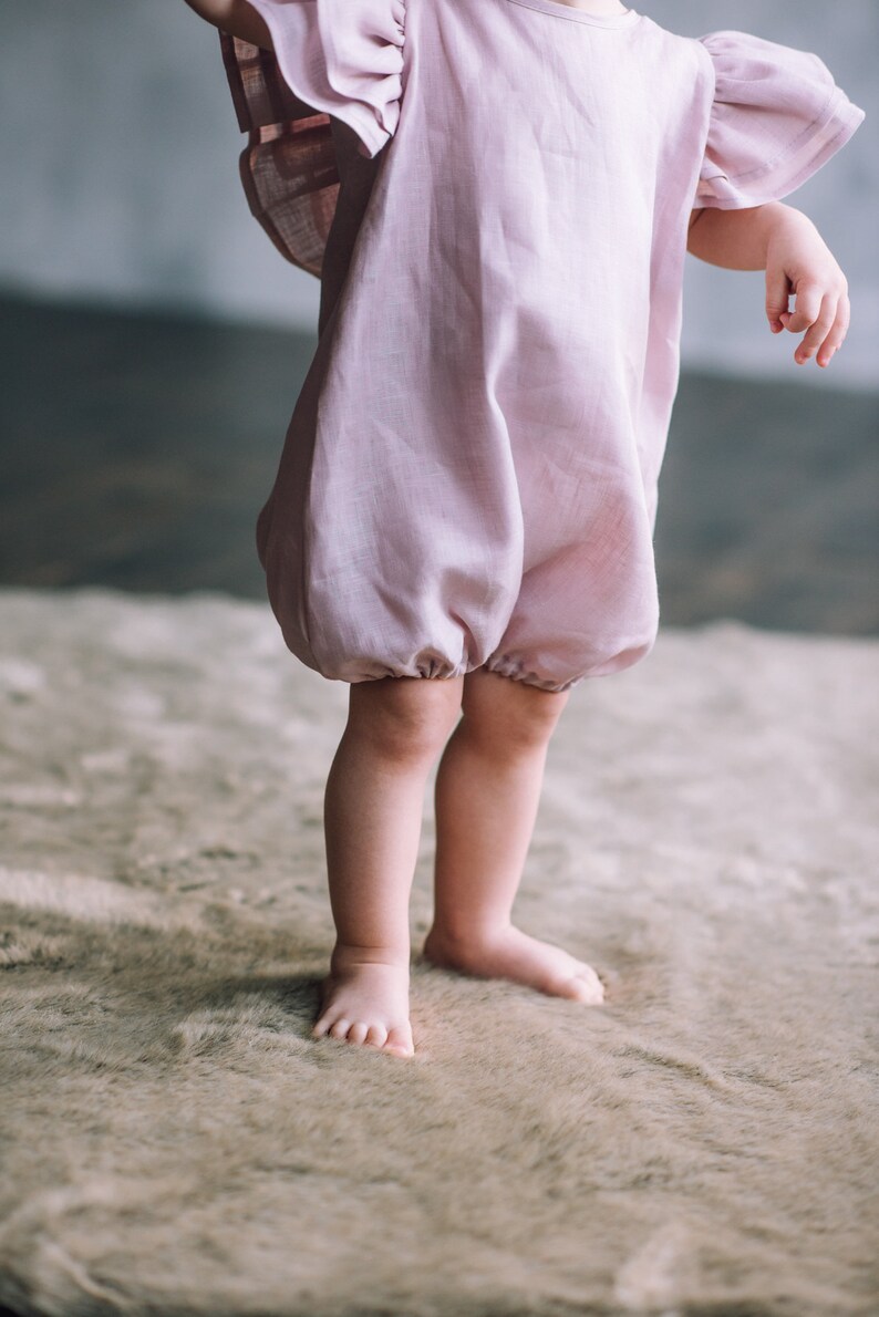 Bubble Romper Baby Girl Rompers Baby Linen Romper Christening Etsy