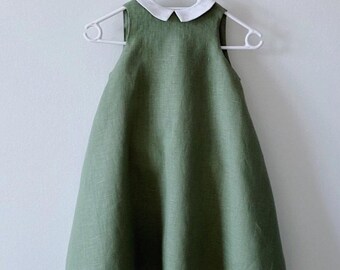 Sage Green Linen Flower Girl Dress: Boho Toddler Dress