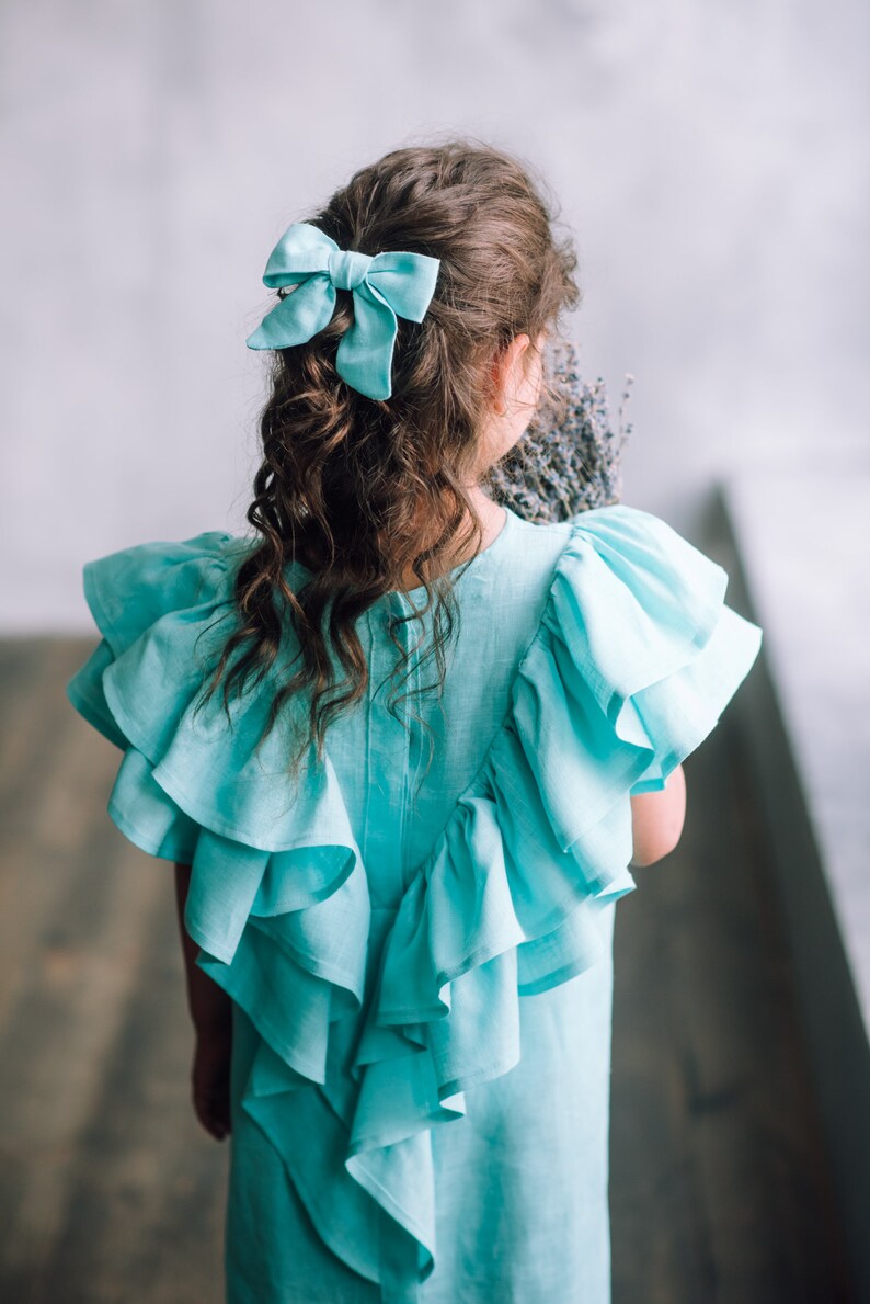 boho toddler dress country flower girl dress linen Girls linen dress mustard mustard girl dress rustic girl gown natural linen girl