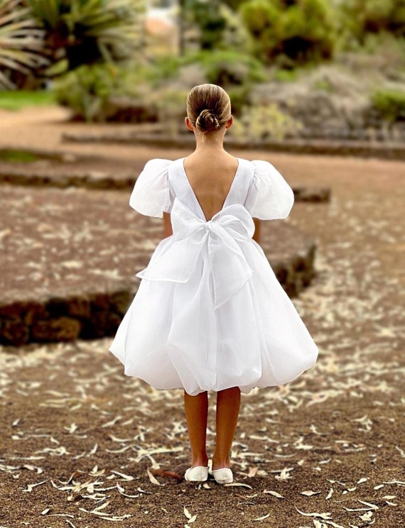 organza communion dress Long Sleeve and Silk Organza Made In Italy Communion Dress 6 / Off White