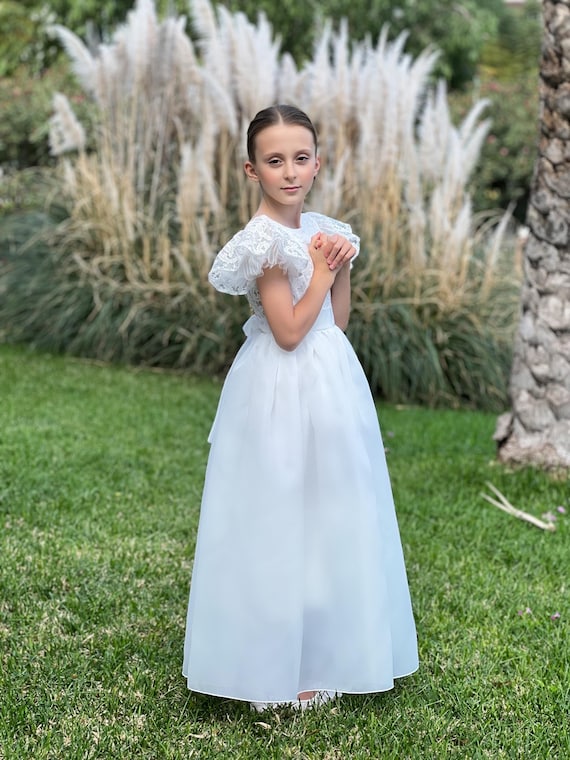 swan white flower girl lace dress product info and reviews Bohemian White Flower Girl Dress Lace Long Sleeve 13/14 / Dress/Plain Sash